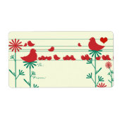 かわいい赤お洒落鳥クリスマスギフトタグ ラベル (正面)