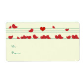 かわいい赤お洒落鳥クリスマスギフトタグ ラベル (正面)