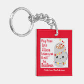 かわいい赤かわいいココアメリークリスマスカスタム写真 キーホルダー (正面左)