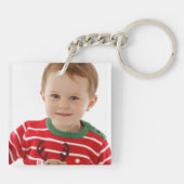 かわいい赤かわいいココアメリークリスマスカスタム写真 キーホルダー (裏面)