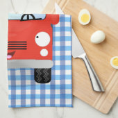 かわいい赤かわいいトラック漫画イラストレーション キッチンタオル (四つ折り)