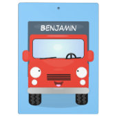 かわいい赤かわいいトラック漫画イラストレーション クリップボード (裏面)