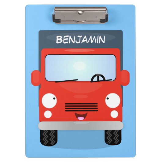 かわいい赤かわいいトラック漫画イラストレーション クリップボード (正面)