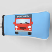 かわいい赤かわいいトラック漫画イラストレーション ゴルフヘッドカバー (正面)