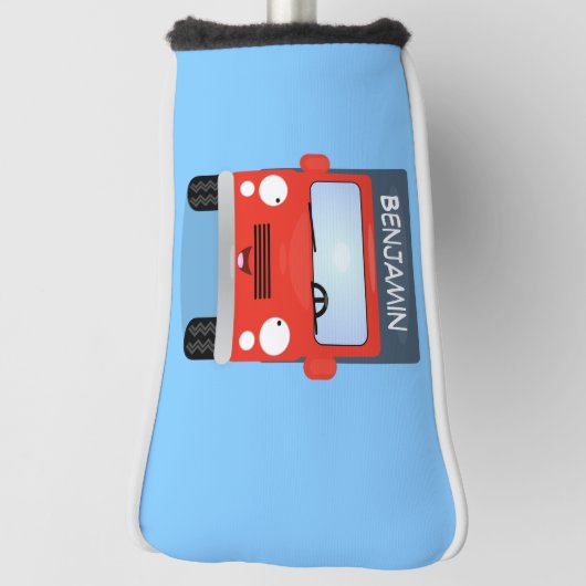 かわいい赤かわいいトラック漫画イラストレーション ゴルフヘッドカバー (回転90)