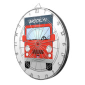 かわいい赤かわいいトラック漫画イラストレーション ダーツボード (正面右)