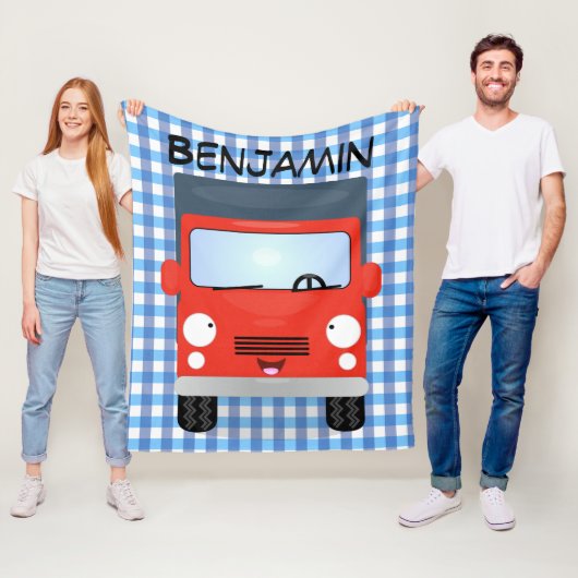 かわいい赤かわいいトラック漫画イラストレーション フリースブランケット (インサイチュ)