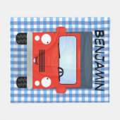 かわいい赤かわいいトラック漫画イラストレーション フリースブランケット (正面(横))