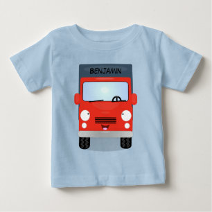 かわいい赤かわいいトラック漫画イラストレーション ベビーTシャツ