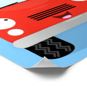 かわいい赤かわいいトラック漫画イラストレーション ポスター (角)