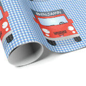 かわいい赤かわいいトラック漫画イラストレーション ラッピングペーパー (ロールコーナー)