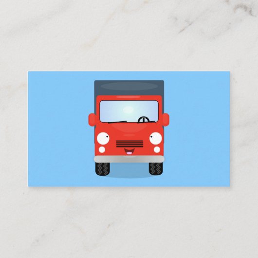 かわいい赤かわいいトラック漫画イラストレーション 名刺 (裏面)