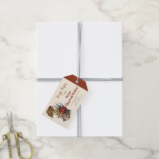 かわいい赤きのこのハウスメリークリスマスギフトラベル ギフトタグ (より糸付き)