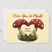 かわいい赤きのこのプリン愛するバレンタインデー シーズンカード (正面)