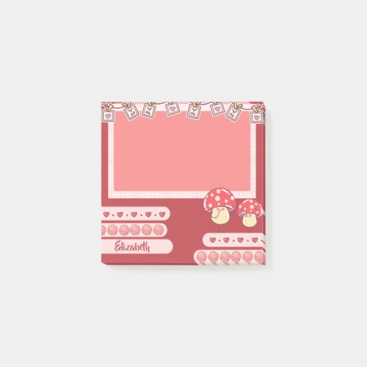 かわいい赤きのこパーソナライズされたカスタムの ポストイット (正面)