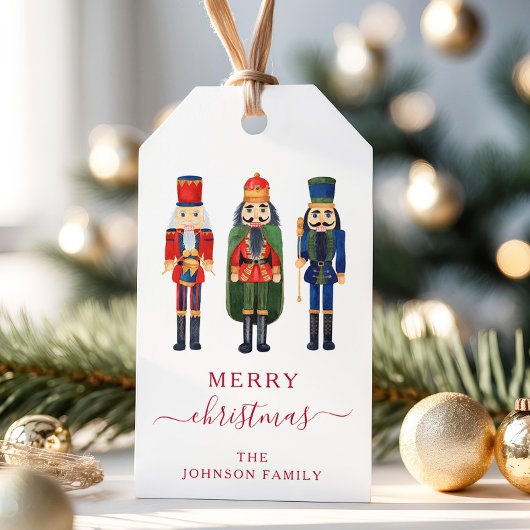 かわいい赤くるみ割りクリスマス ギフトタグ