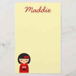 かわいい赤こけし日本の人形 便箋