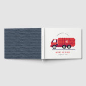 かわいい赤ごみトラックの子供たち任意の年齢誕生日 ゲストブック (全面)