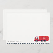 かわいい赤ごみトラックの子供たち任意の年齢誕生日 ノートカード (正面/裏面)