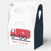 かわいい赤ごみトラックの子供たち任意の年齢誕生日 フェイバーボックス (オープン)