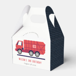 かわいい赤ごみトラックの子供たち任意の年齢誕生日 フェイバーボックス