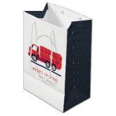 かわいい赤ごみトラックの子供たち任意の年齢誕生日 ミディアムペーパーバッグ (正面アングル)