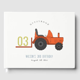 かわいい赤さびファームトラクターキッズ任意の年齢誕生日 ゲストブック