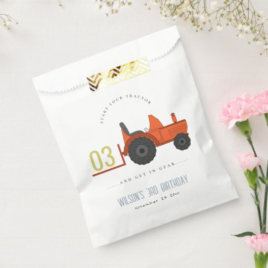 かわいい赤さびファームトラクターキッズ任意の年齢誕生日 フェイバーバッグ (封をした状態)