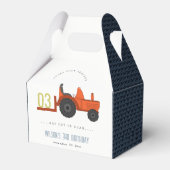 かわいい赤さびファームトラクターキッズ任意の年齢誕生日 フェイバーボックス (正面サイド)