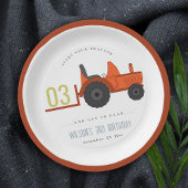 かわいい赤さびファームトラクターキッズ任意の年齢誕生日 ペーパープレート