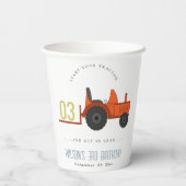 かわいい赤さびファームトラクターキッズ任意の年齢誕生日 紙コップ (裏面)