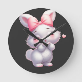 かわいい赤ちゃんうさぎのイラスト ラウンド壁時計