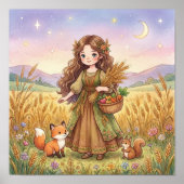 かわいい赤ちゃんおとめ座の星座の壁のアートポスター ポスター (正面)