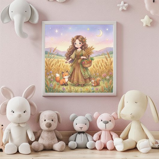 かわいい赤ちゃんおとめ座の星座の壁のアートポスター ポスター