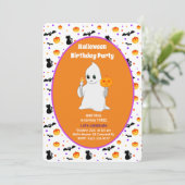 かわいい赤ちゃんおばけのハロウィン誕生日招待状 招待状 (スタンド正面)