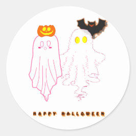 かわいい赤ちゃんおばけ ハロウィンステッカー ラウンドシール