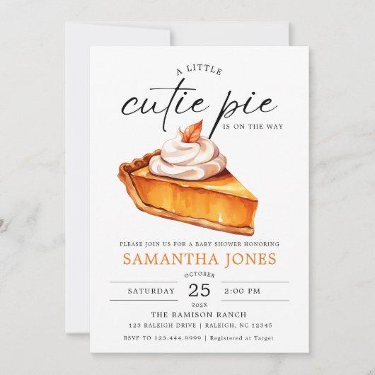 かわいい赤ちゃんおむかえパンプキンシマシマ秋のベイビーシャワー 招待状 (正面)