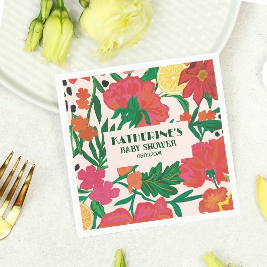 かわいい赤ちゃんがやってくる！ レモン シトラス ベイビー シャワー スタンダードカクテルナプキン