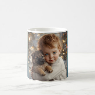 かわいい赤ちゃんと犬のクリスマスマグカップ コーヒーマグカップ