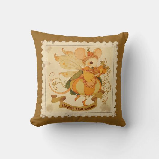かわいい赤ちゃんねずみとうまのハロウィンまくら クッション (正面)