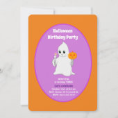 かわいい赤ちゃんのおばけのハロウィンお誕生日会招待状 招待状 (正面)