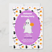 かわいい赤ちゃんのおばけのハロウィンお誕生日会招待状 招待状 (正面)