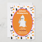 かわいい赤ちゃんのおばけのハロウィンお誕生日会招待状 招待状 (正面)