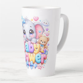 かわいい赤ちゃんのお祝いゾウのパステルピンクテディ カフェラテマグ