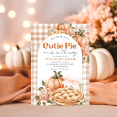 かわいい赤ちゃんのお茶会　チェック柄の花　ラスティック 招待状