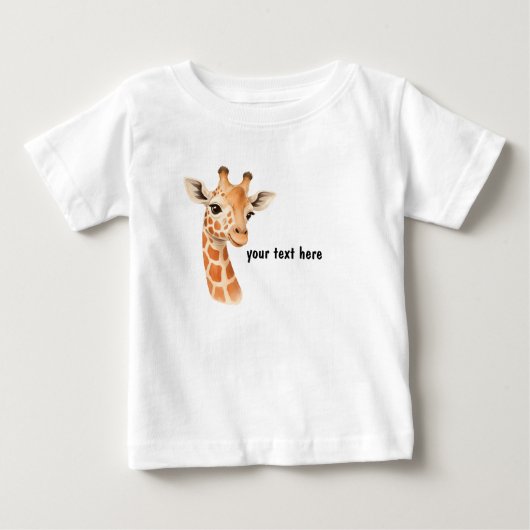 かわいい赤ちゃんのキリン オーダーメイド ベビーTシャツ (正面)