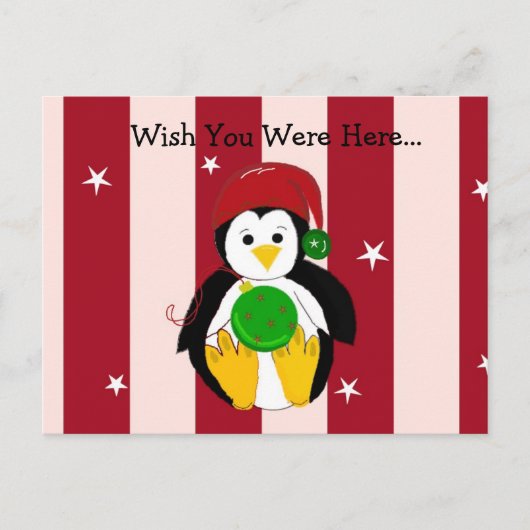 かわいい赤ちゃんのクリスマスペンギン シーズンポストカード (正面)