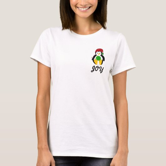 かわいい赤ちゃんのクリスマス ペンギン - 喜び Tシャツ (正面)