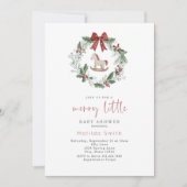 かわいい赤ちゃんのシャワーとクリスマスのリース 招待状 (正面)