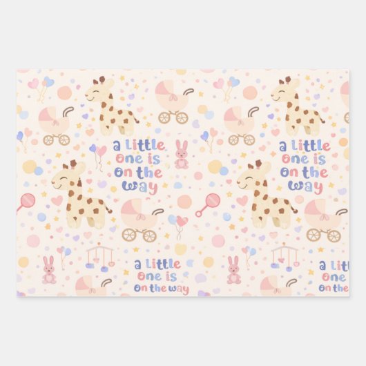 かわいい赤ちゃんのシャワー包装紙 ラッピングペーパーシート (正面)